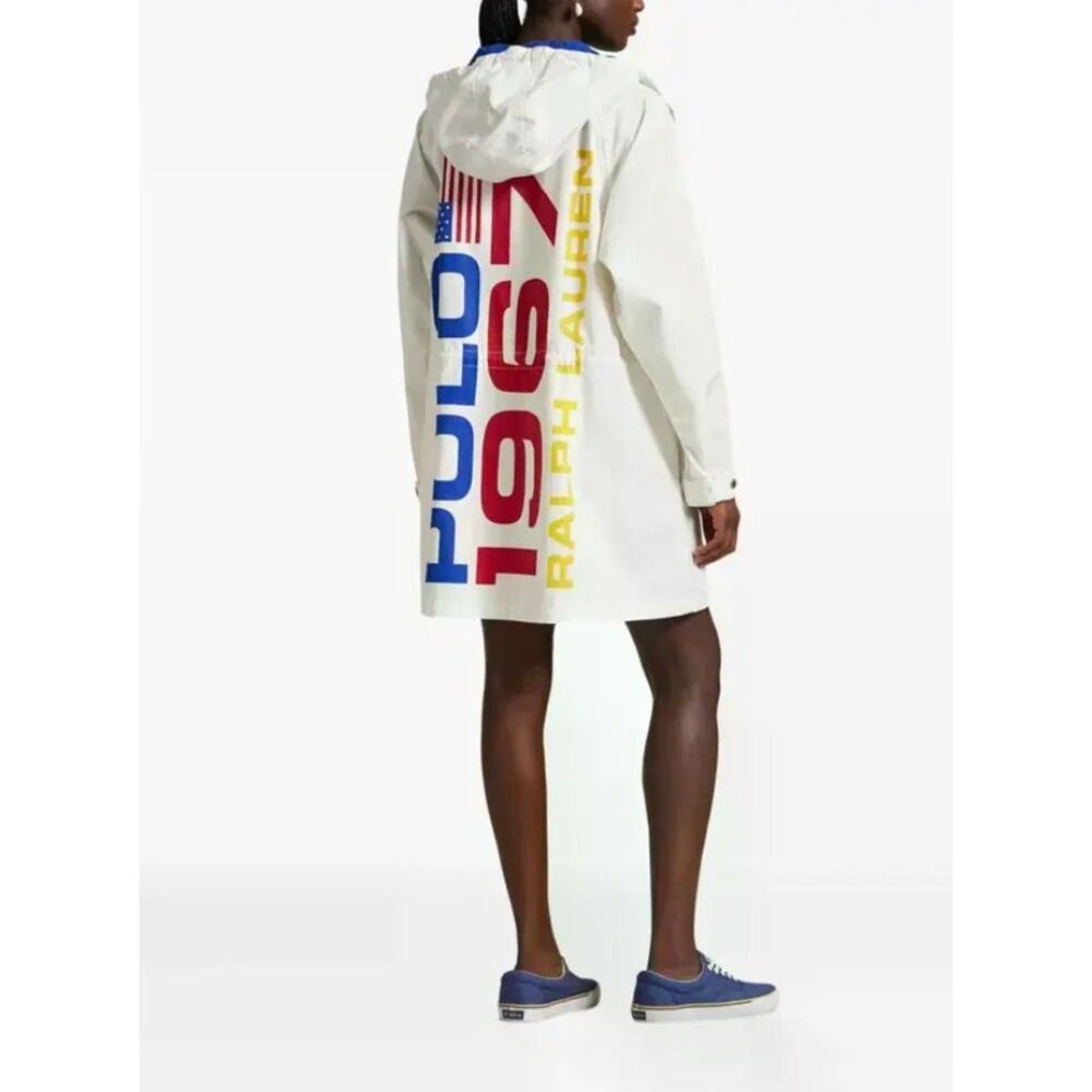 Polo 1967 Ralph Lauren Women's White Flag Drawstring Jacket Size Large